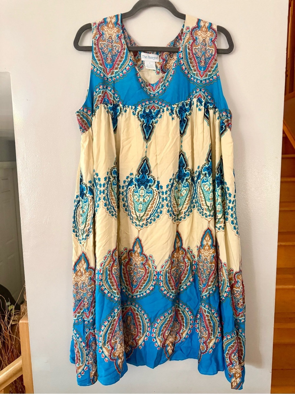 The Paragon Blue Paisley Boho Sleeveless Lined Midi Dress XL